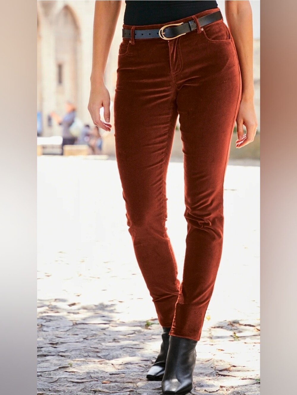 Peruvian Connection Zoe Velveteen Pants In Cinnamon Size 6 Straight Leg